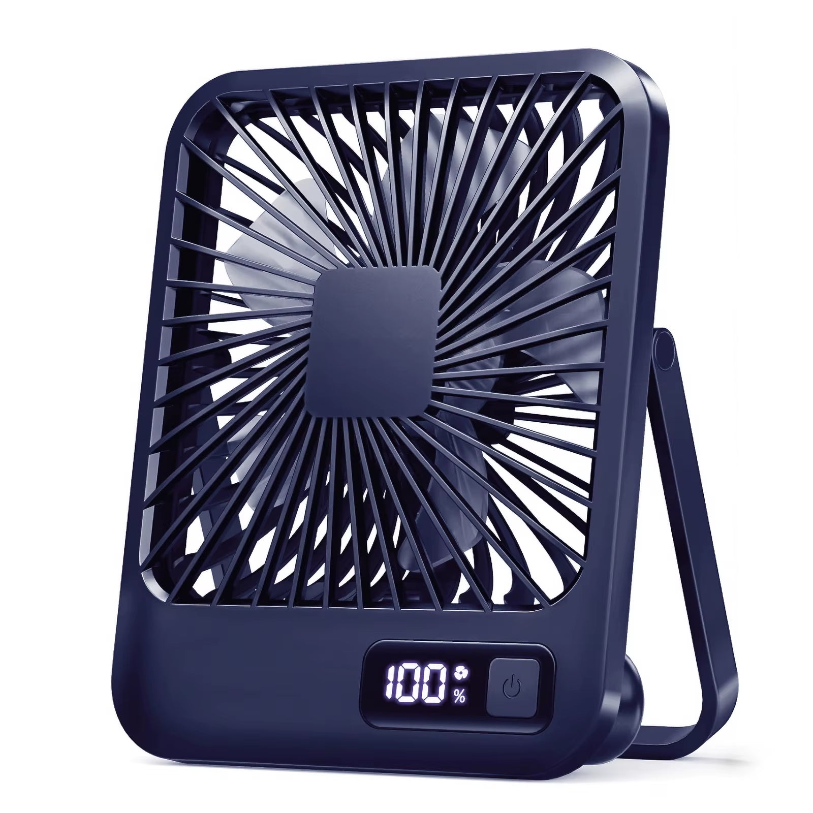 Desk Fan, Portable USB Rechargeable Fan, 180° Tilt Folding Personal Fan with Power Display, 5 Speeds Ultra Quiet Table Fan